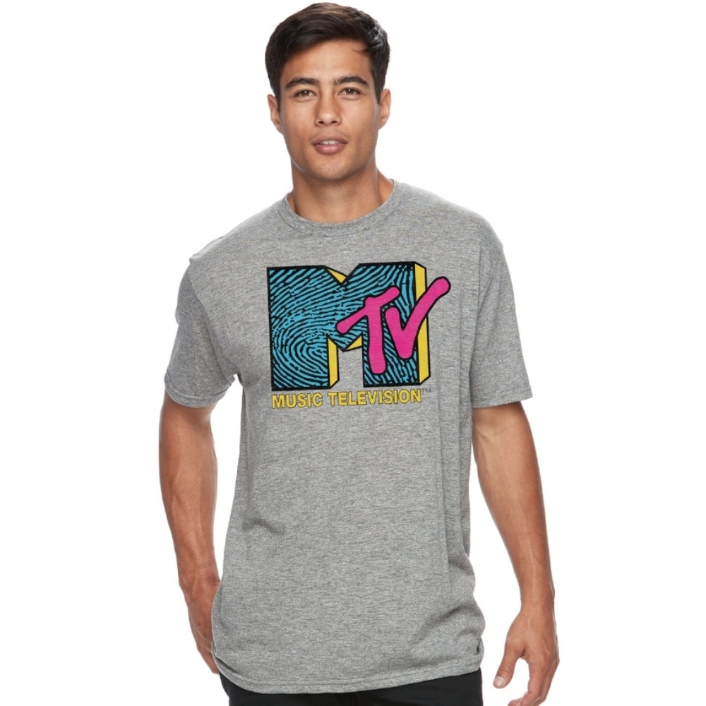MTV Gray Short Sleeve Tee with Retro Logo